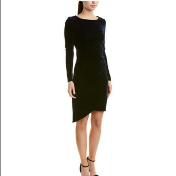Lilla P Navy Twilight Velvet Ruched Dress NWT - Picture 1 of 8